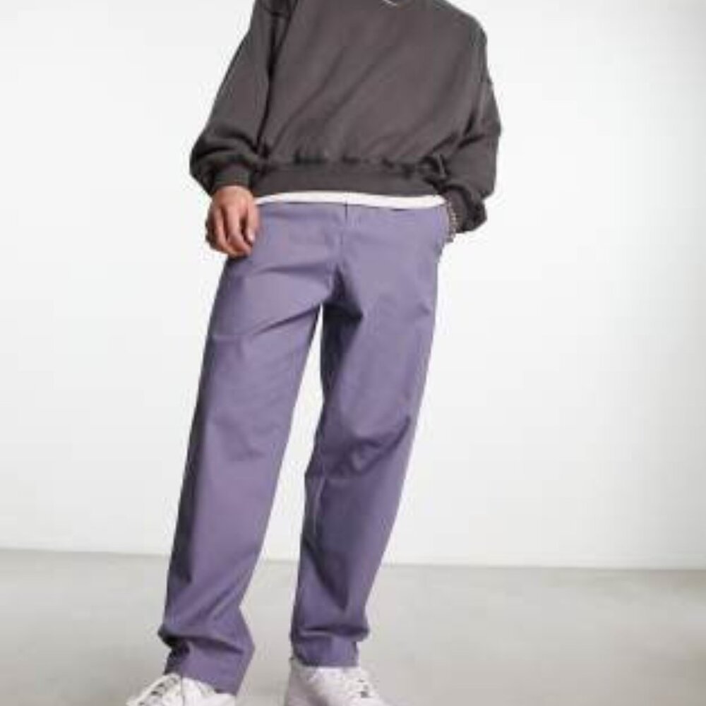 ASOS DESIGN oversized tapered chinos in charcoal